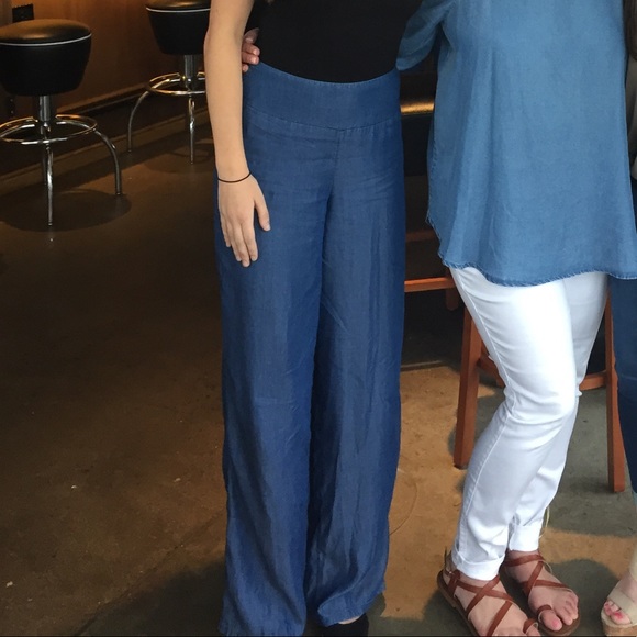 high waisted denim palazzo pants